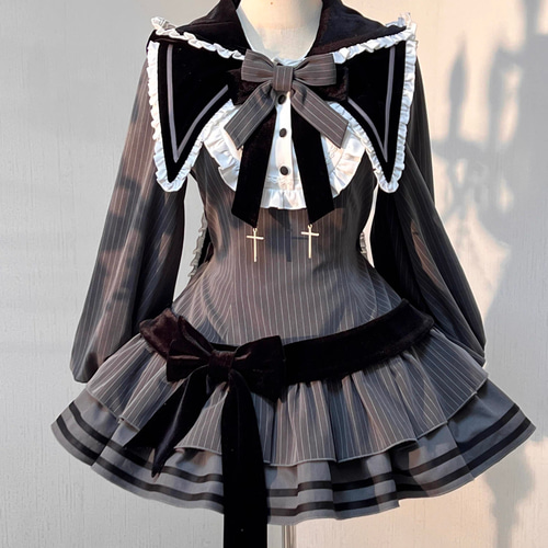 ロリータ/オリジナル/ウサギ/大きな耳/ストライプ/ローウエスト