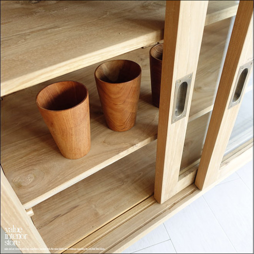 引き戸食器棚 Porte/N キッチン収納 飾り棚 カウンター ナチュラル