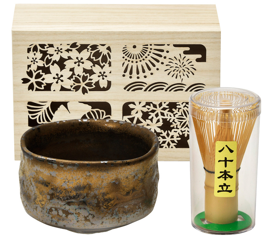 MCW-S1　四季庵　抹茶碗セット木箱入　金麗