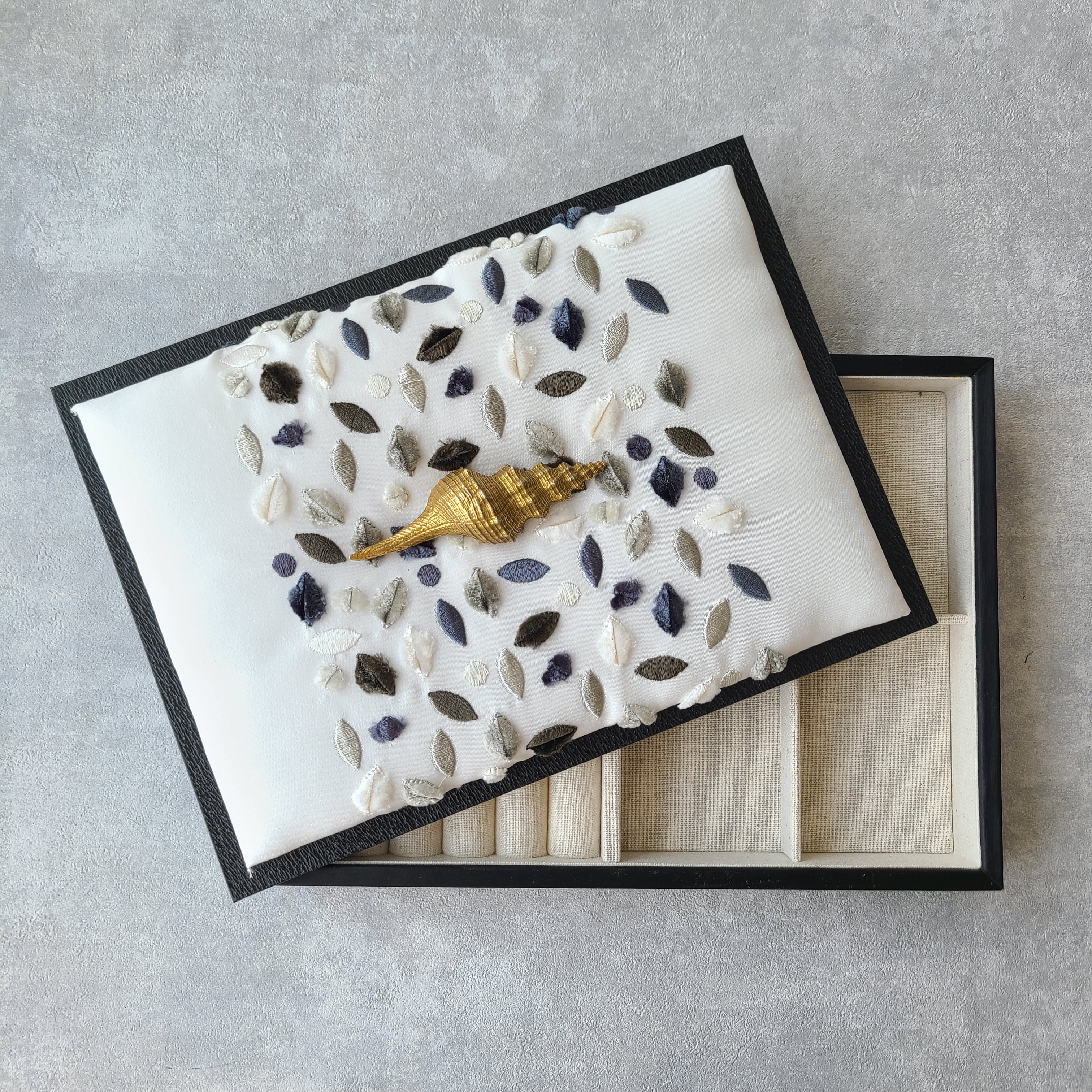 【1点限定】ヴィンテージブローチをリメイクしたジュエリーボックス　貝殻/海/巻貝/マリン