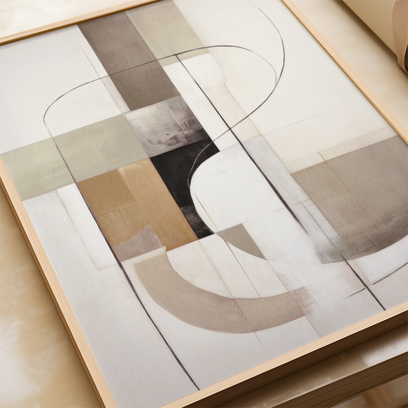 アートポスター 北欧風 シンプルモダン ベージュグレー 幾何抽象 ナチュラル 5888-7 3枚目の画像