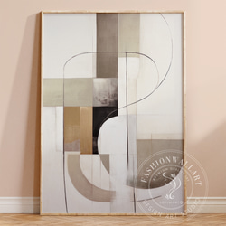 アートポスター 北欧風 シンプルモダン ベージュグレー 幾何抽象 ナチュラル 5888-7 1枚目の画像