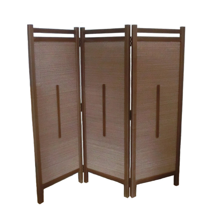 竹 3連 スクリーン 衝立 パーテーション  タモ無垢材 W132H125