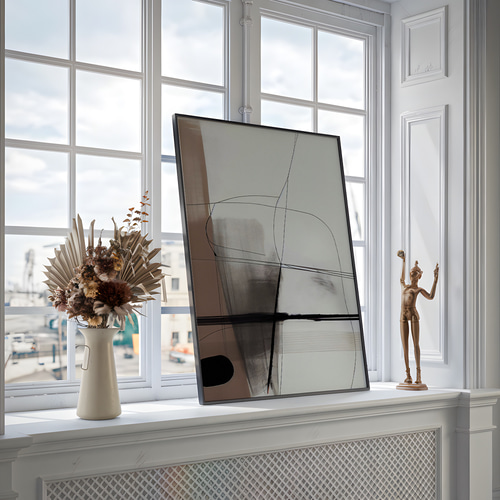 アートポスター 抽象 線画 ブラックライン ブラウン グレー 北欧風