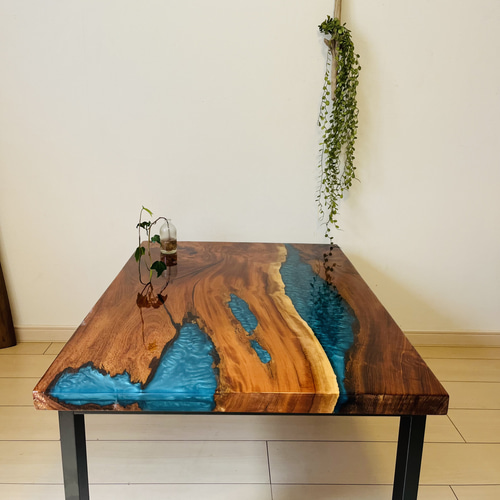 レジンテーブル リバーテーブル ローテーブル けやき 欅 ローテーブル