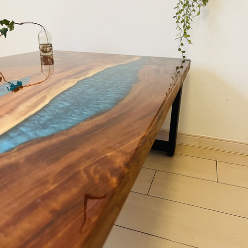 レジンテーブル　リバーテーブル　　けやき　欅　ローテーブル レジンテーブル リバーテーブル ローテーブル けやき 欅 ローテーブル