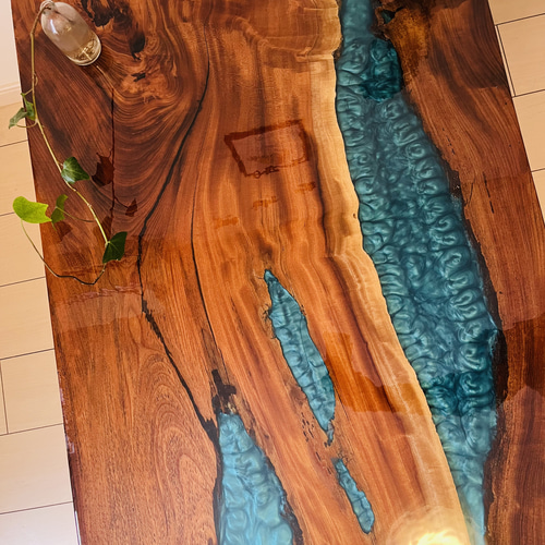 レジンテーブル リバーテーブル ローテーブル けやき 欅 ローテーブル