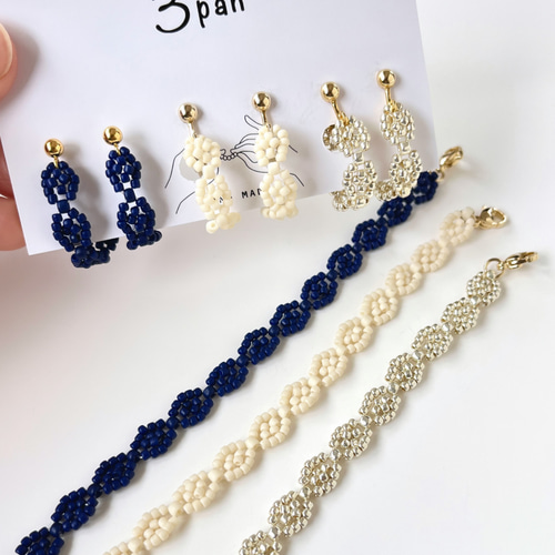 ビーズキット】簡単！ブレスレット&イヤーアクセサリーセット ピアス