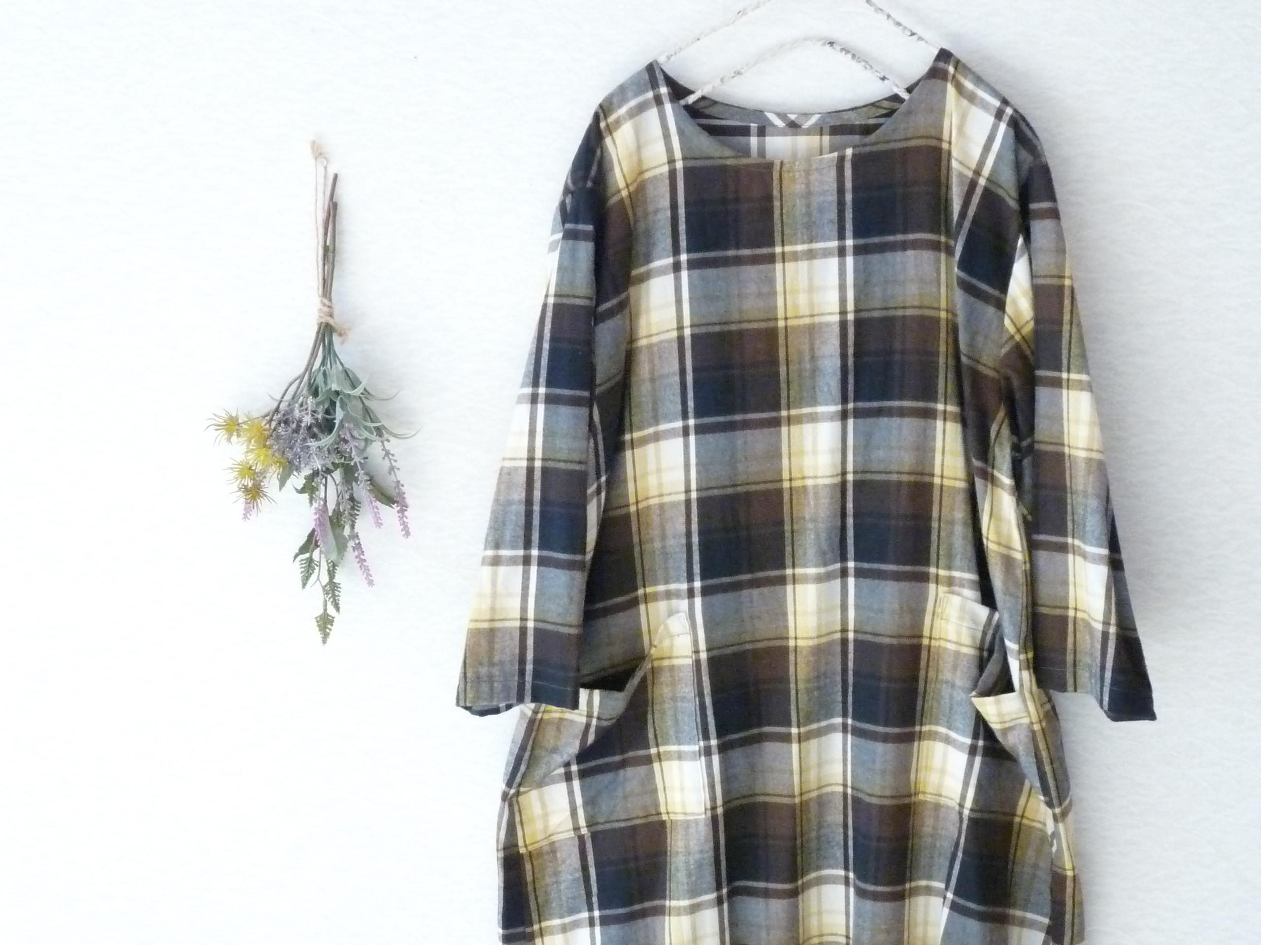 秋色♡ 起毛コットン チェックのワンピース