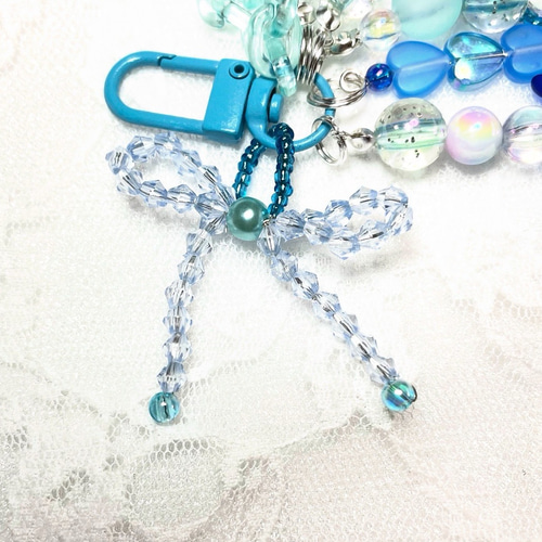 推し活 ブルー じゃらじゃらキーホルダー ビーズストラップ その他携帯
