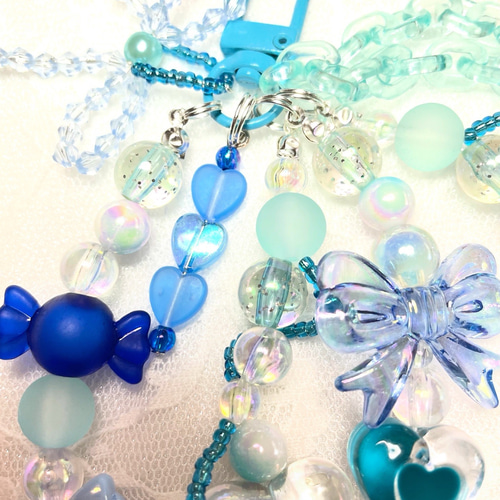 じゃらじゃらキーホルダー⭐︎ビーズキーホルダー⭐︎推し活キーホルダー 推し活 ブルー じゃらじゃらキーホルダー ビーズストラップ その他携帯