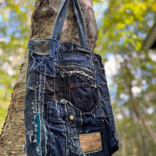 SAYOCAFE個性的デニムパッチワークバッグA SAYOCAFE個性的デニムパッチ