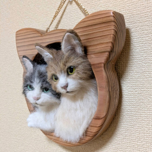 【送料無料】オーダー見本　羊毛フェルト猫 羊毛フェルト オーダー猫 Happyプロフ読んでね様