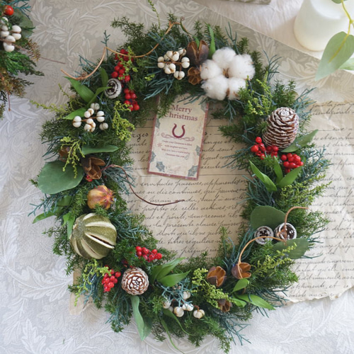 creema限定 クリスマス2025 クリスマスリース プリザーブドフラワー