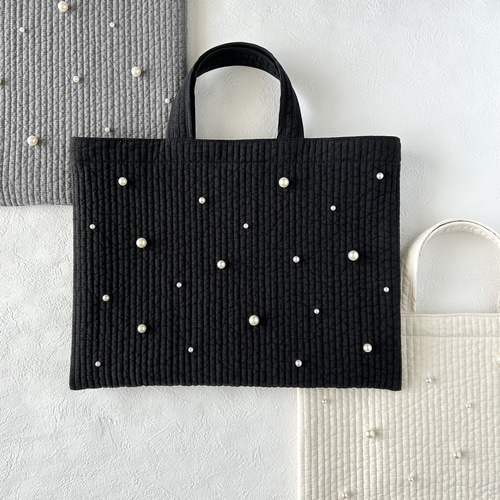 ヌビバッグ　レッスンバッグ　パール　入学準備 すっきりきれいめ大人のヌビバッグ【レッスンバッグ/パール】サブ