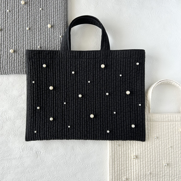 すっきりきれいめ大人のヌビバッグ【レッスンバッグ/パール】サブ