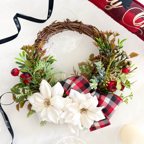 ポインセチアのハーフリース アーティフィシャルフラワー 造花 造花