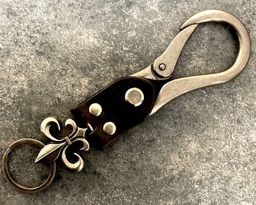 限定1つ 在庫限り メンズ カラビナ茶 キーリング キーフック