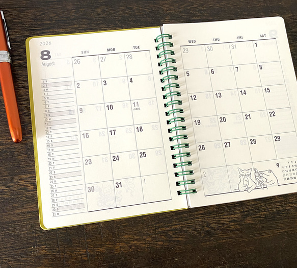 B6　2026スケジュール付リングノート　なかよし？（ネオンライム） 4枚目の画像