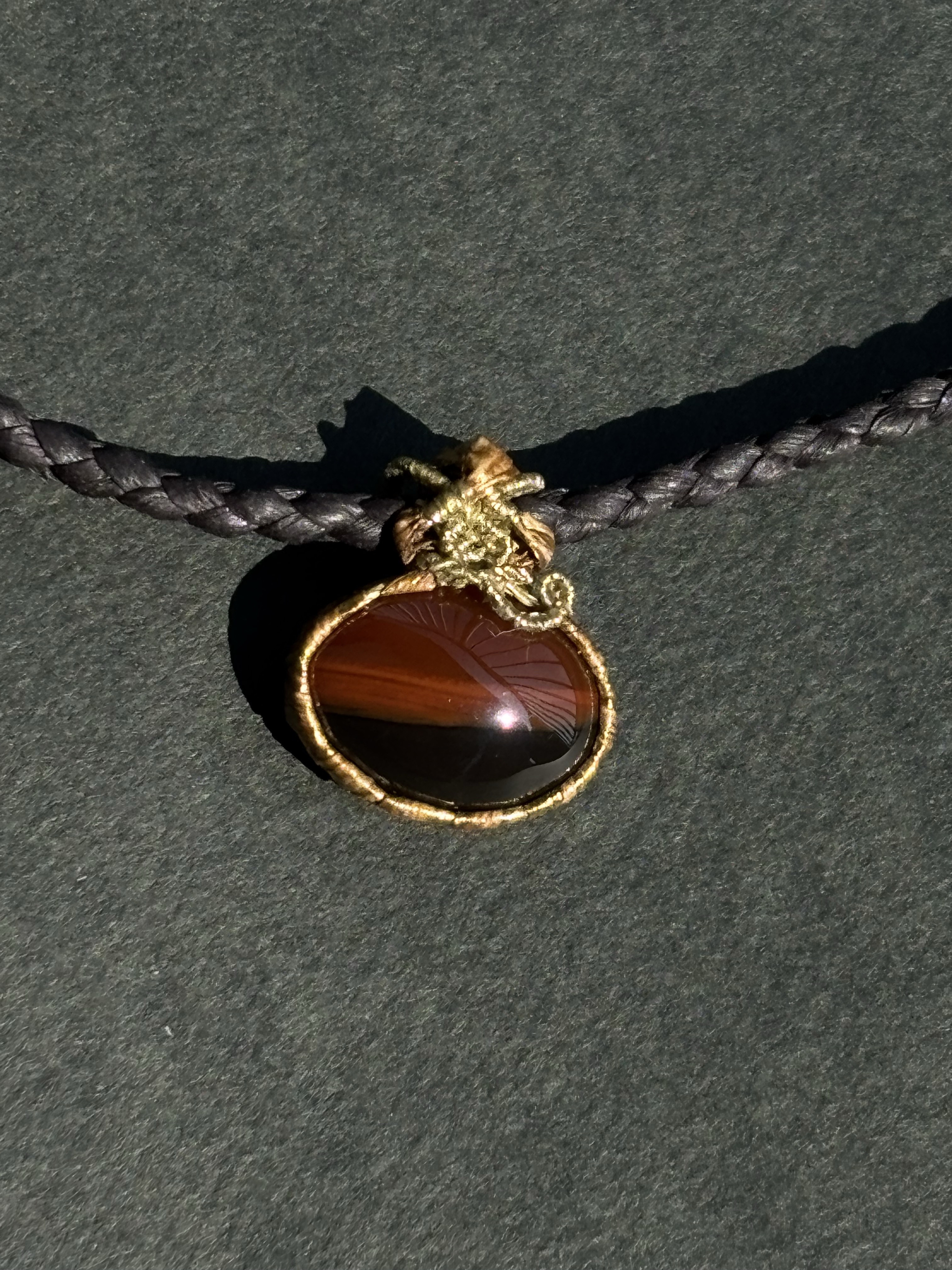 月山瑪瑙の和紙と大麻のネックドレス