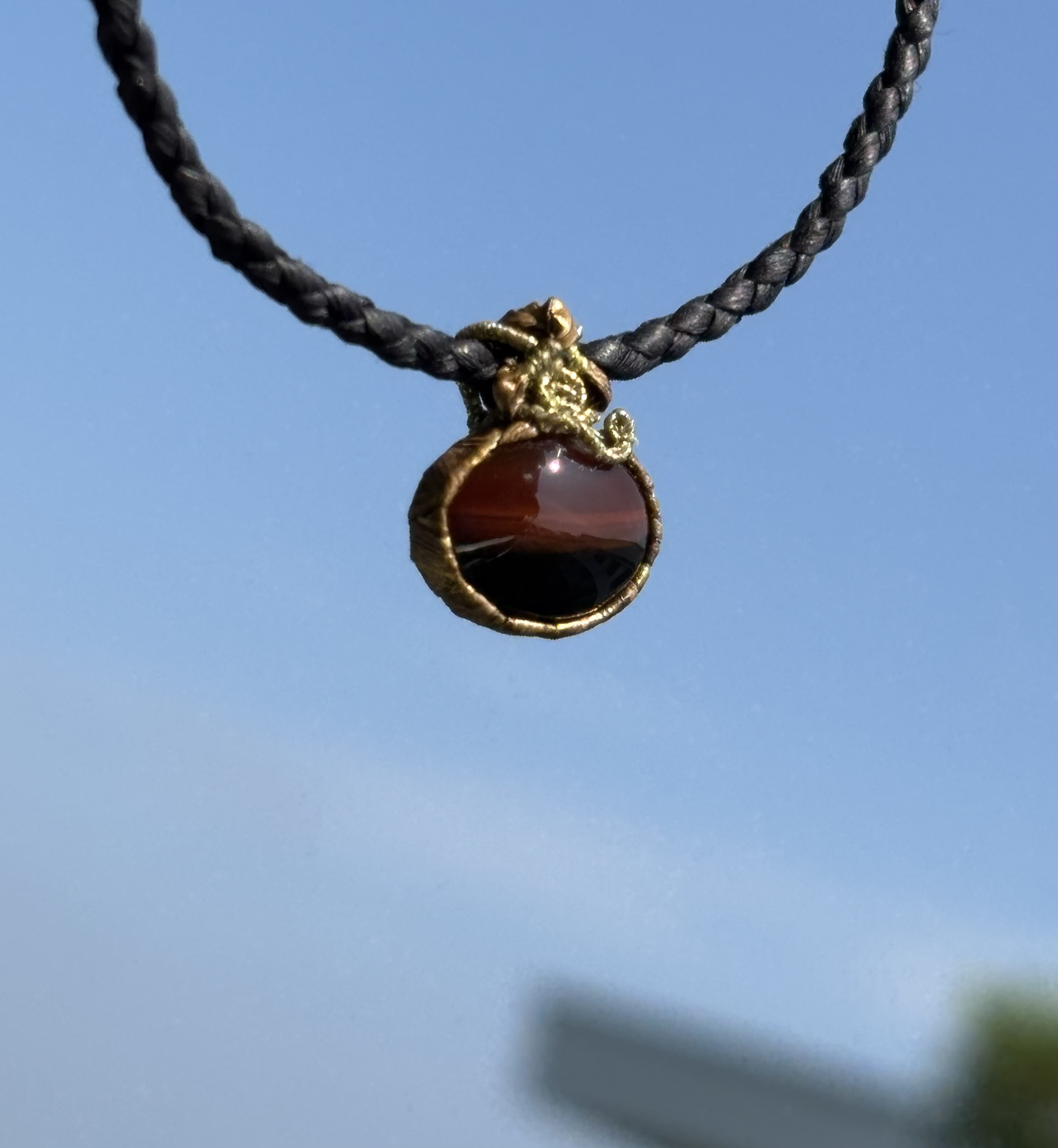 月山瑪瑙の和紙と大麻のネックドレス