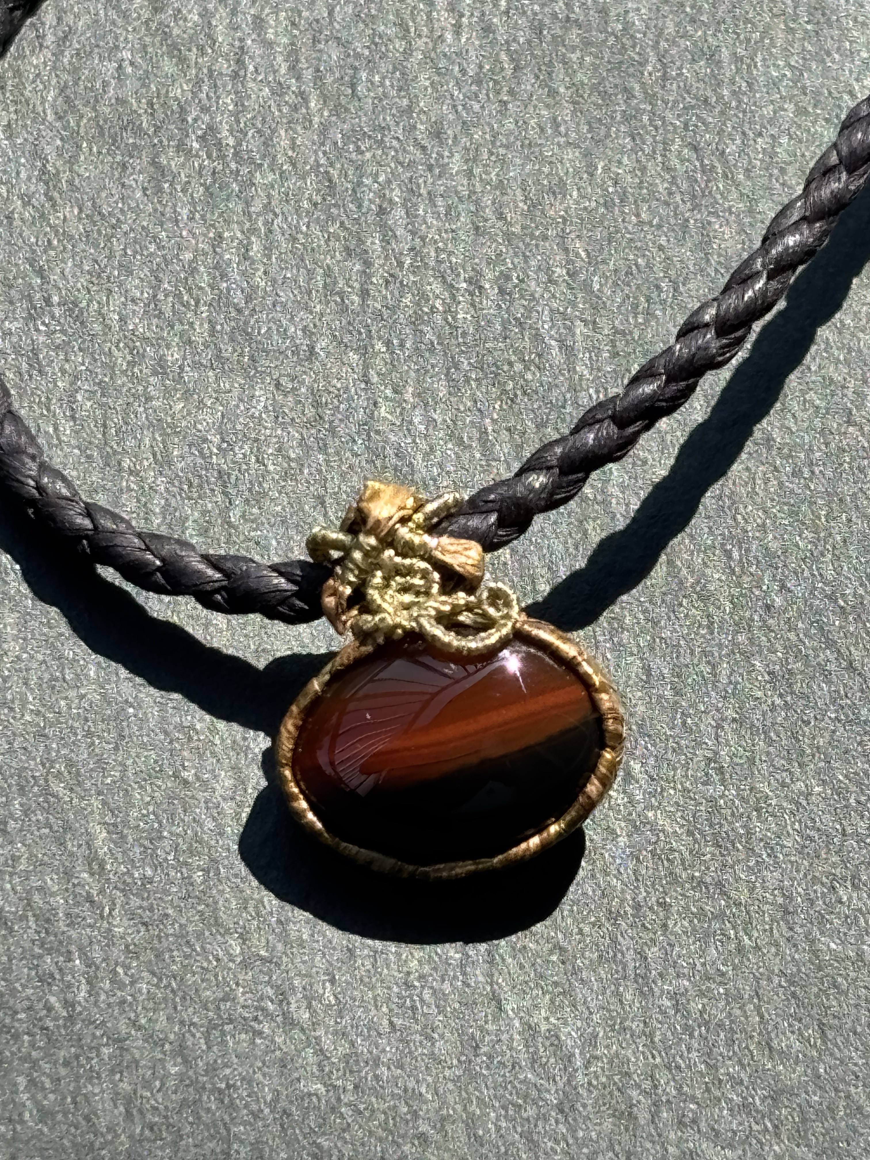 月山瑪瑙の和紙と大麻のネックドレス