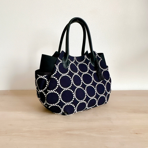 ハンドメイド Dカン付きトートバッグ 大 ミナペルホネン生地 タンバリンdop