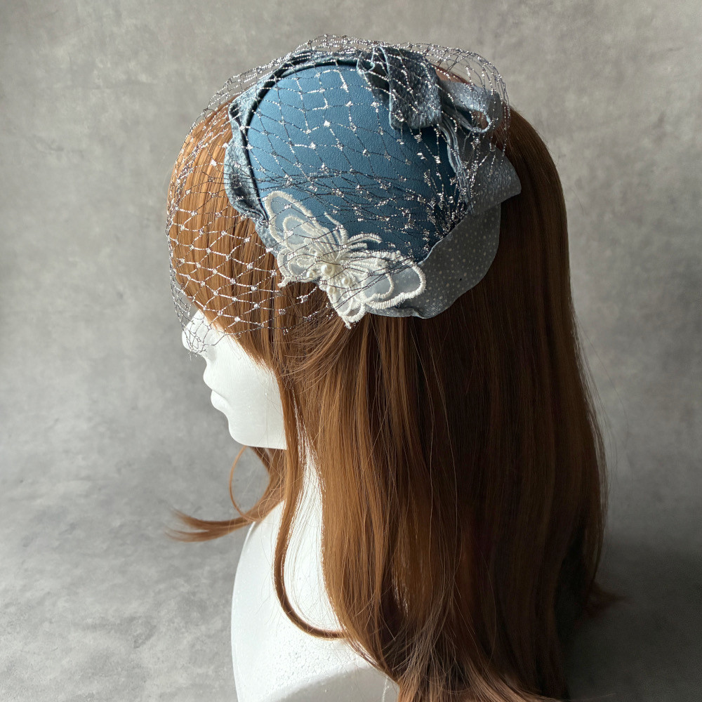 【送料無料】京都 和ボンネ １点もの 二種のちりめんリボン ヘッドドレス シルク リボン 着物 袴 [HB1399］