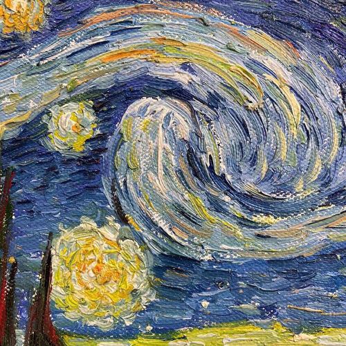 額縁付き】星月夜（ゴッホ模写）F6号 30×40cm｜油彩｜壁掛け金具セット