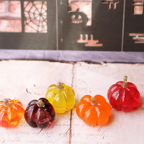 ガラスのハロウィン・ガラスのかぼちゃ ミニチュア5点セット その他