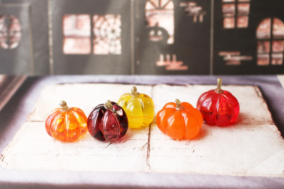 ガラスのハロウィン・ガラスのかぼちゃ ミニチュア5点セット その他