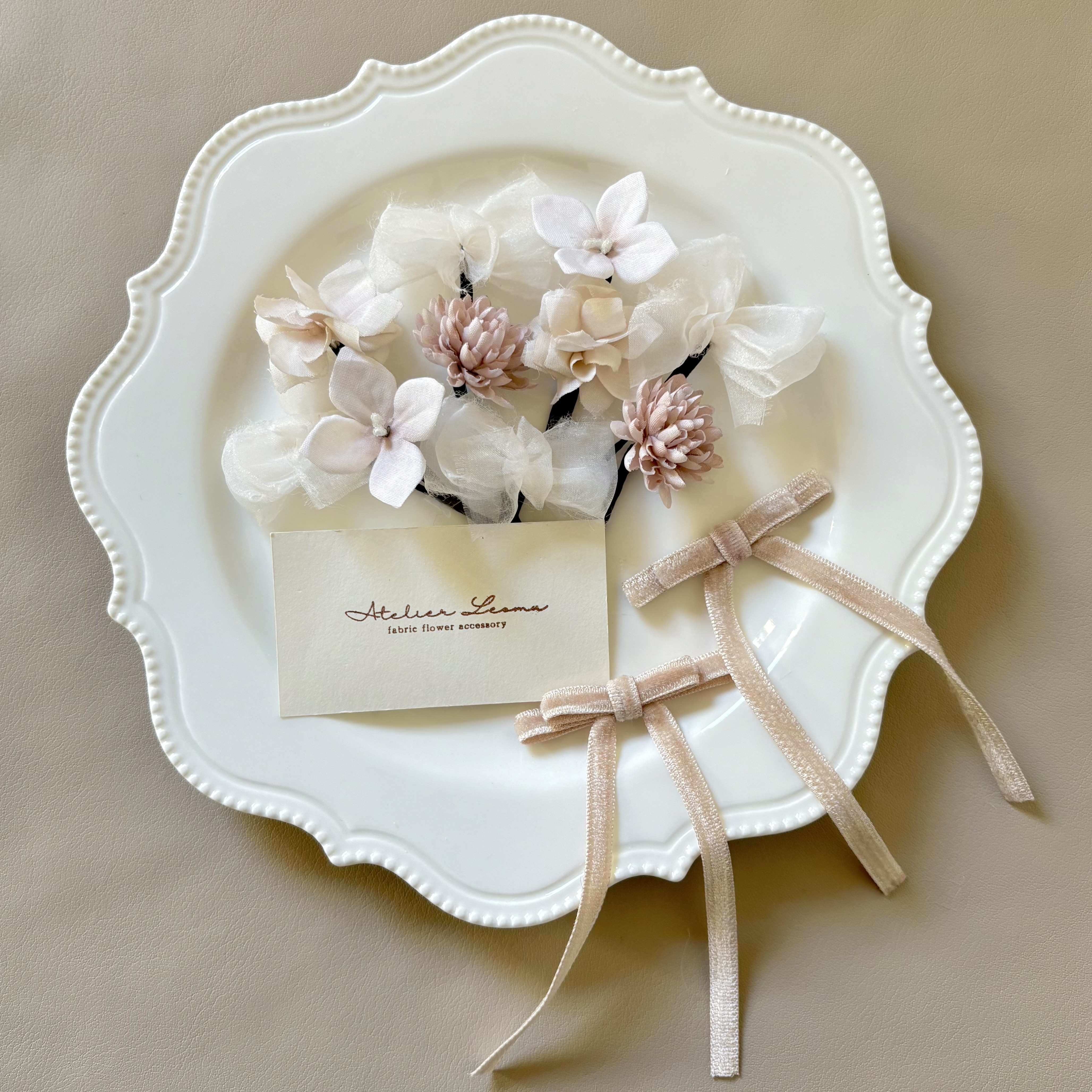 ツインヘアアレンジに♪ PT-80 布花とくしゅくしゅオーガンジーのヘッドパーツ(マム) 卒園式 入学式 七五三 753