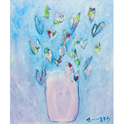 春の匂い】F8 絵画 原画 油絵 油彩 キャンバス 猫の絵 猫 白猫 ネコ