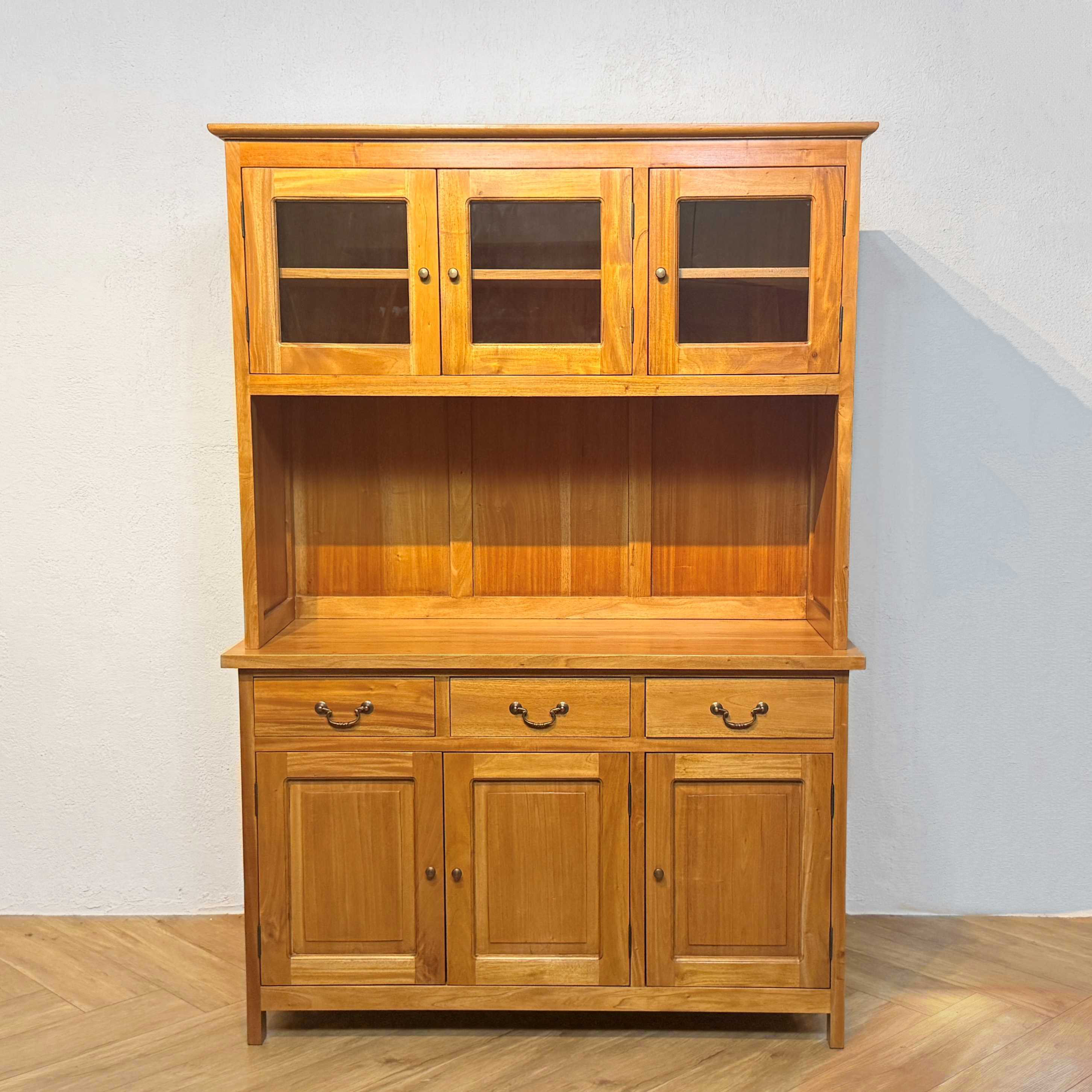 アンティーク調 マホガニー無垢 カップボード キャビネット キッチン収納 食器棚 ナチュラル cab601