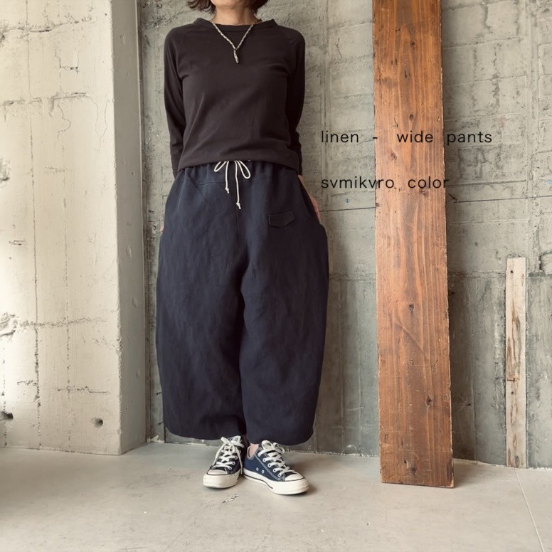 ベルギーlinenアンティーク加工＊ワイドパンツ