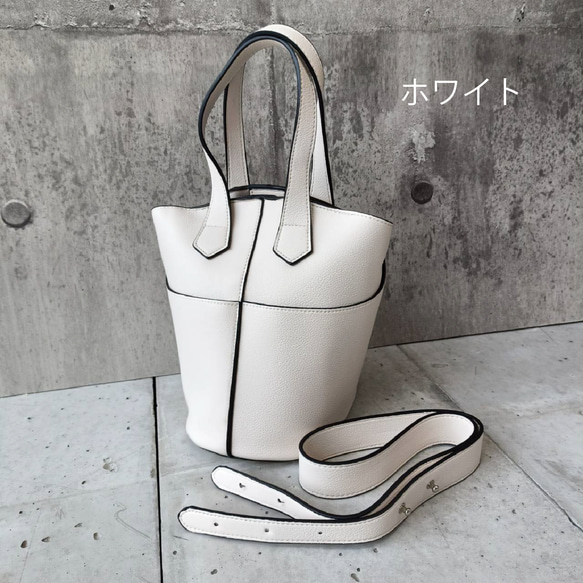 バケツ型 2WAYバッグ トート＆ショルダー／シンプル上品 大人カジュアル きれいめ 丸みフォルム GBG-B196A 4枚目の画像