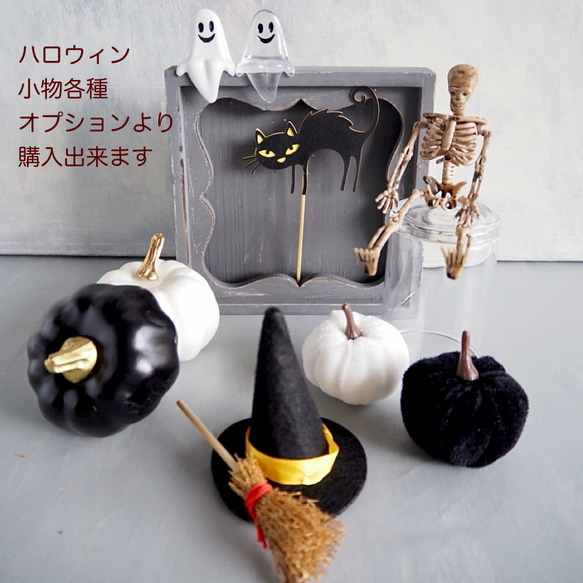 ゴシックハロウィン フレームに閉じ込めた骸骨と黒薔薇のアレンジメント 20枚目の画像