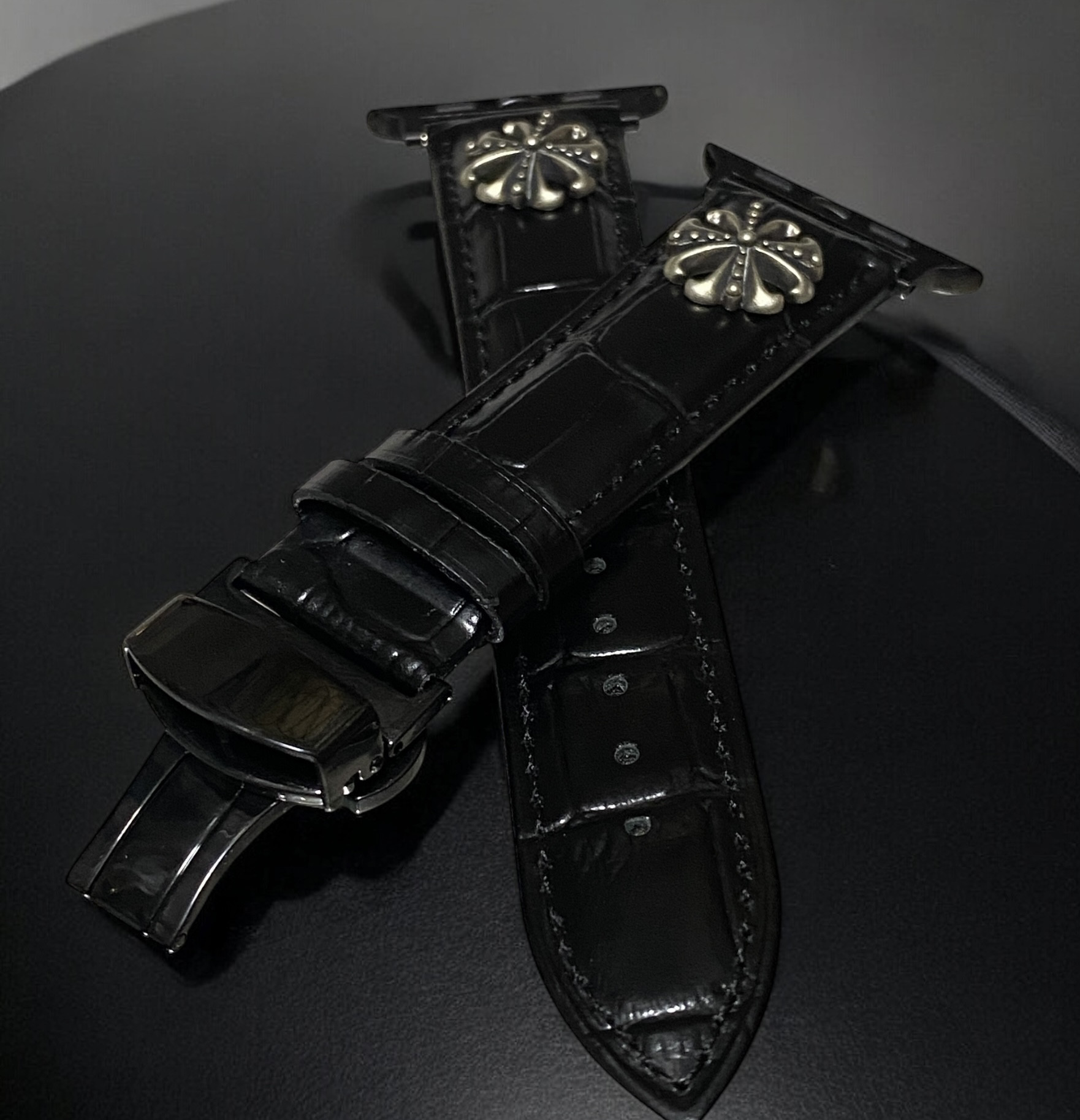 Apple Watch クロスベルト ブラックレザー 22mm幅 (高級仕様)