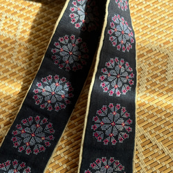 民族刺繍 古布 苗族 平繍 アンティーク布 藍色 テキスタイル 手仕事