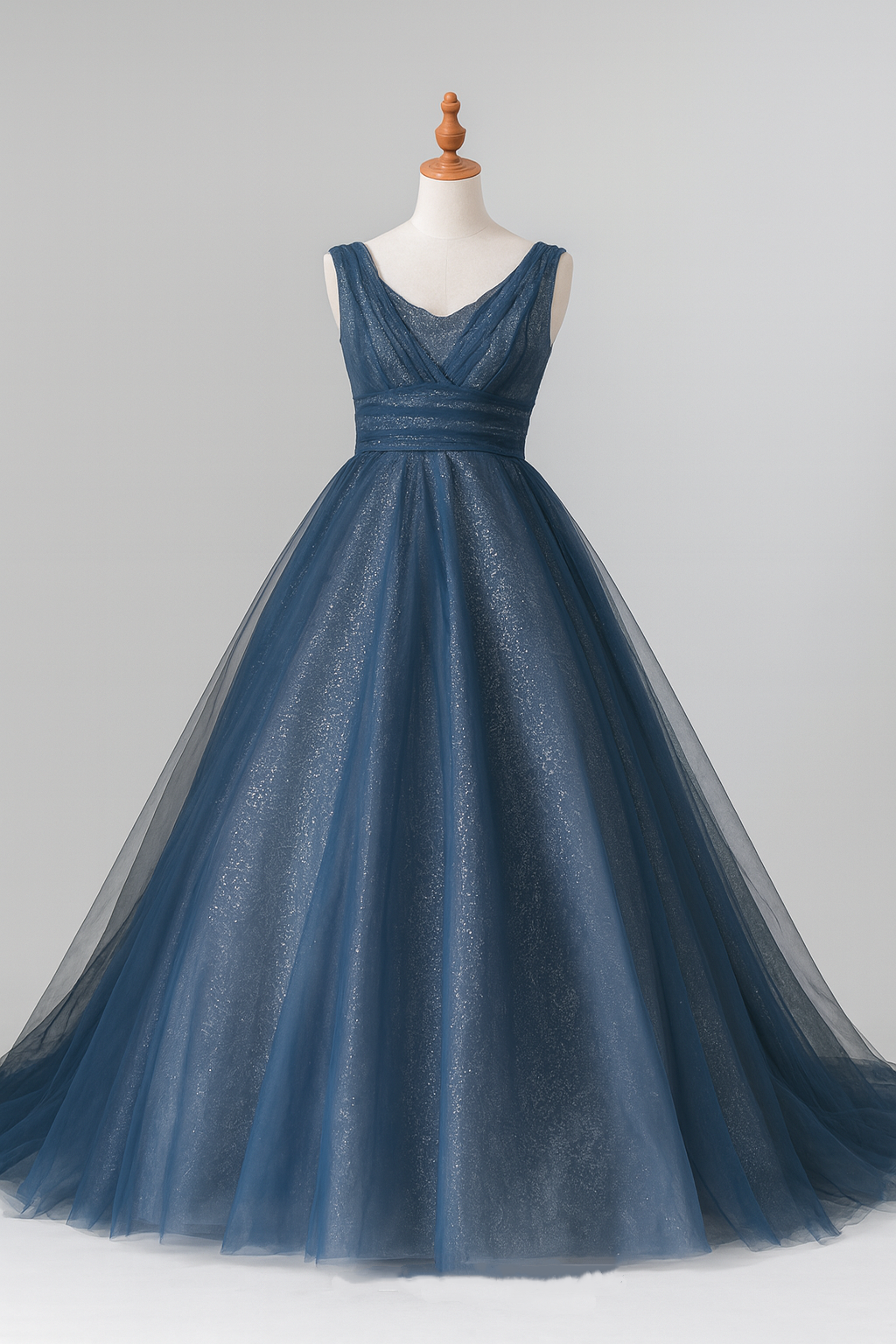 送料無料！カラードレス ネイビー ノースリーブ キラキラグリッターチュール エレガント アンティークなドレス 結婚式