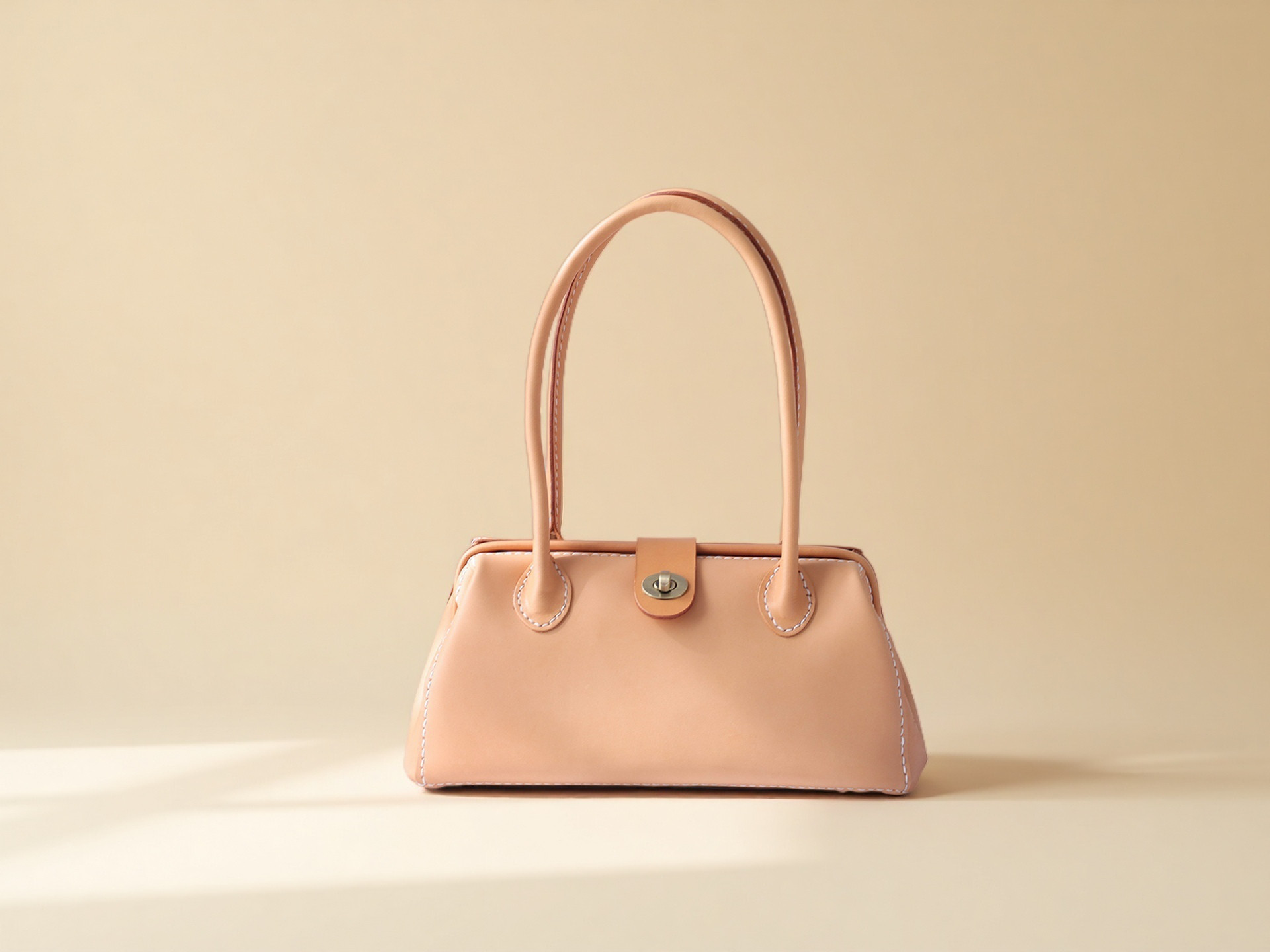 【切線派】がま口バッグ 本革バッグ手作りのレザートートバッグ レザールバッグ総手縫い　手持ち 肩掛け 2WAY 鞄