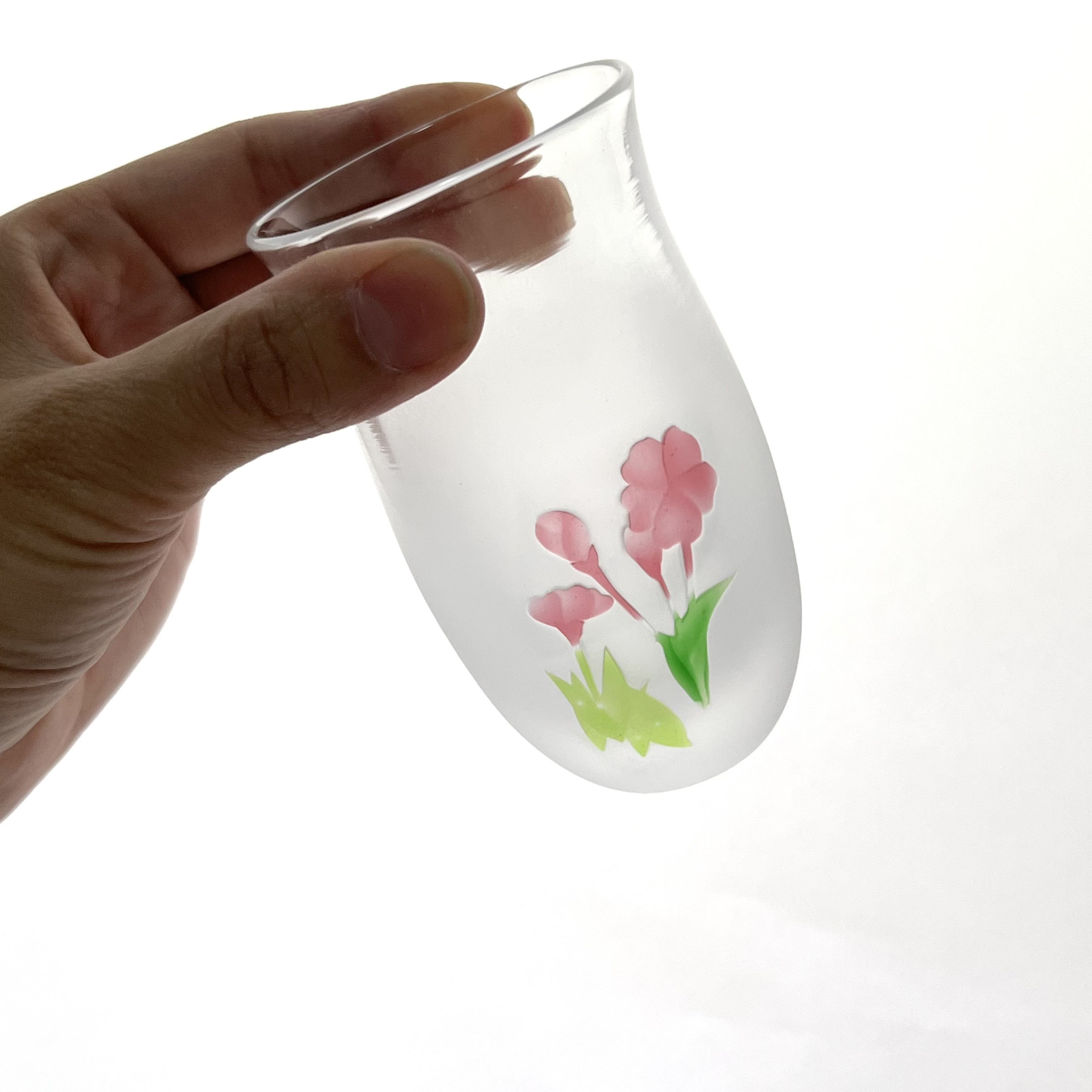 【SALE】ーねこと花のスリムグラスーNo.９ 日常を彩るひと口サイズギフト（ラッピング込み・ピンク）