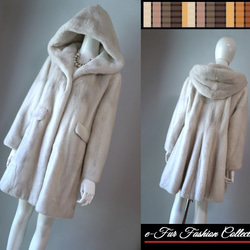 上品な印象☆冬のミルキーホワイトフォックス×レッキス毛皮コートリアルファーコート 上品な印象☆冬のミルキーホワイトフォックス×レッキス毛皮コート