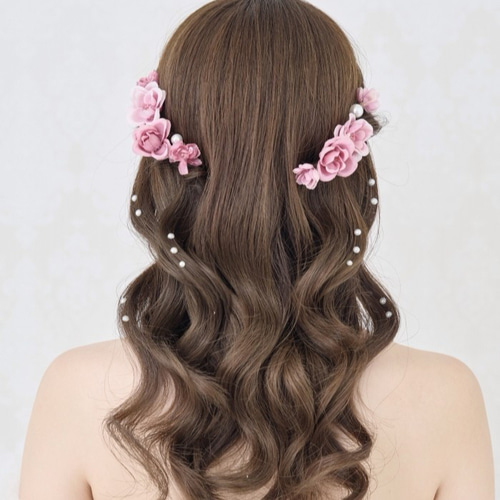 MA300 ヘッドドレス ウェディング 花 小枝 アレンジ 髪飾り 成人