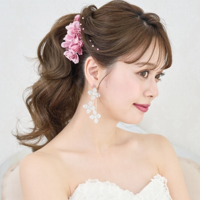 MA303 ヘッドドレス　ウェディング 　花　小枝　アレンジ　髪飾り　成人式　結婚式　洋髪和装 卒業式
