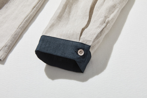 シンプルだけど、どこか特別  プリーツ加工シャツブラウス  リネン100％シャツ　250915-1 6枚目の画像