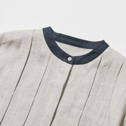 シンプルだけど、どこか特別  プリーツ加工シャツブラウス  リネン100％シャツ　250915-1 2枚目の画像