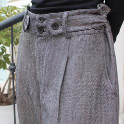 秋の新作◉2wayワイドストレートサロペットパンツ　ヘリンボーングレー 11枚目の画像