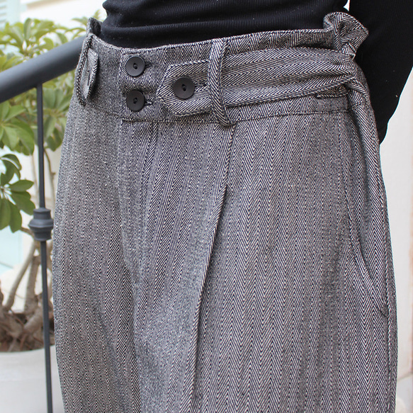 秋の新作◉2wayワイドストレートサロペットパンツ　ヘリンボーングレー 11枚目の画像