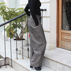 秋の新作◉2wayワイドストレートサロペットパンツ　ヘリンボーングレー 3枚目の画像